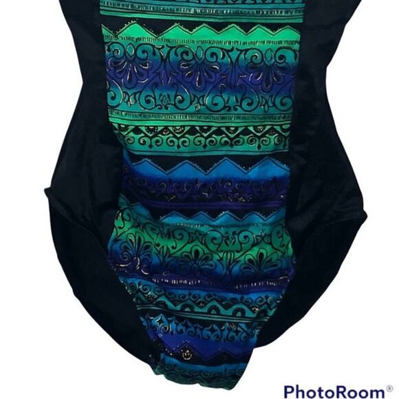 Jantzen Vintage 80s/90s Black One-Piece Swimsuit NWT Size M Retro - Picture 5 of 16